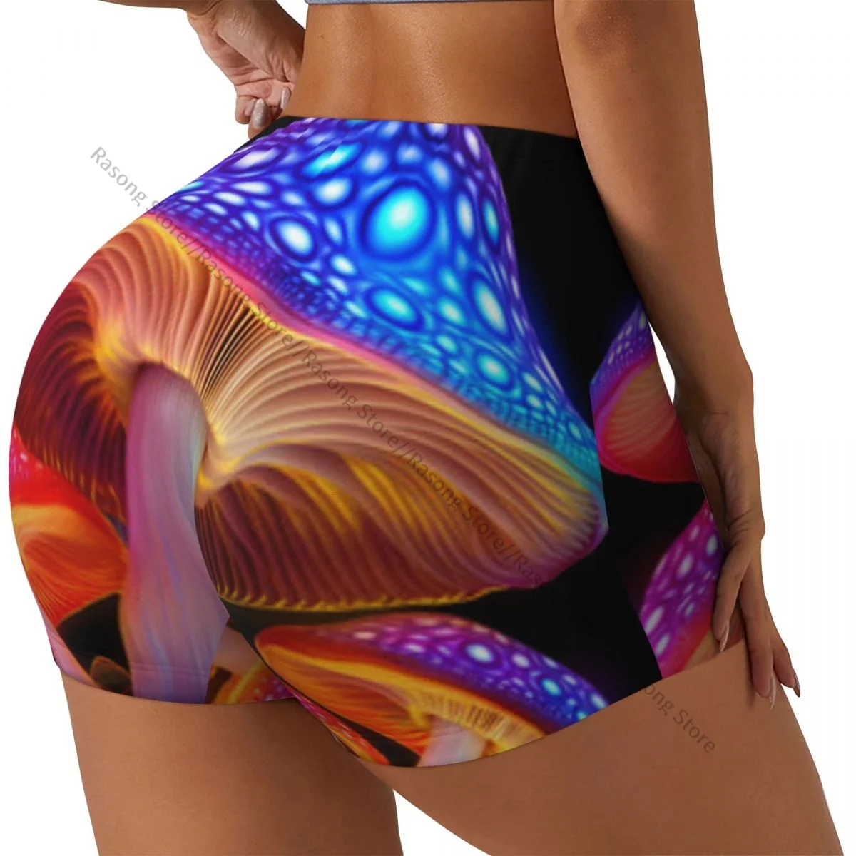 

Короткие эластичные шорты с эффектом пуш-ап, шорты для бега в стиле фэнтези с волшебными грибами, спортивные шорты, женская одежда для спортзала