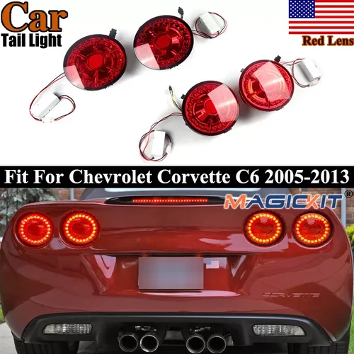Chevrolet Corvette C6 2005-2013 미등 어셈블리 2DR 4pcs 공장 빨간색 렌즈 LED 테일 브레이크 라이트 신호 램프 용 테일 라이트
