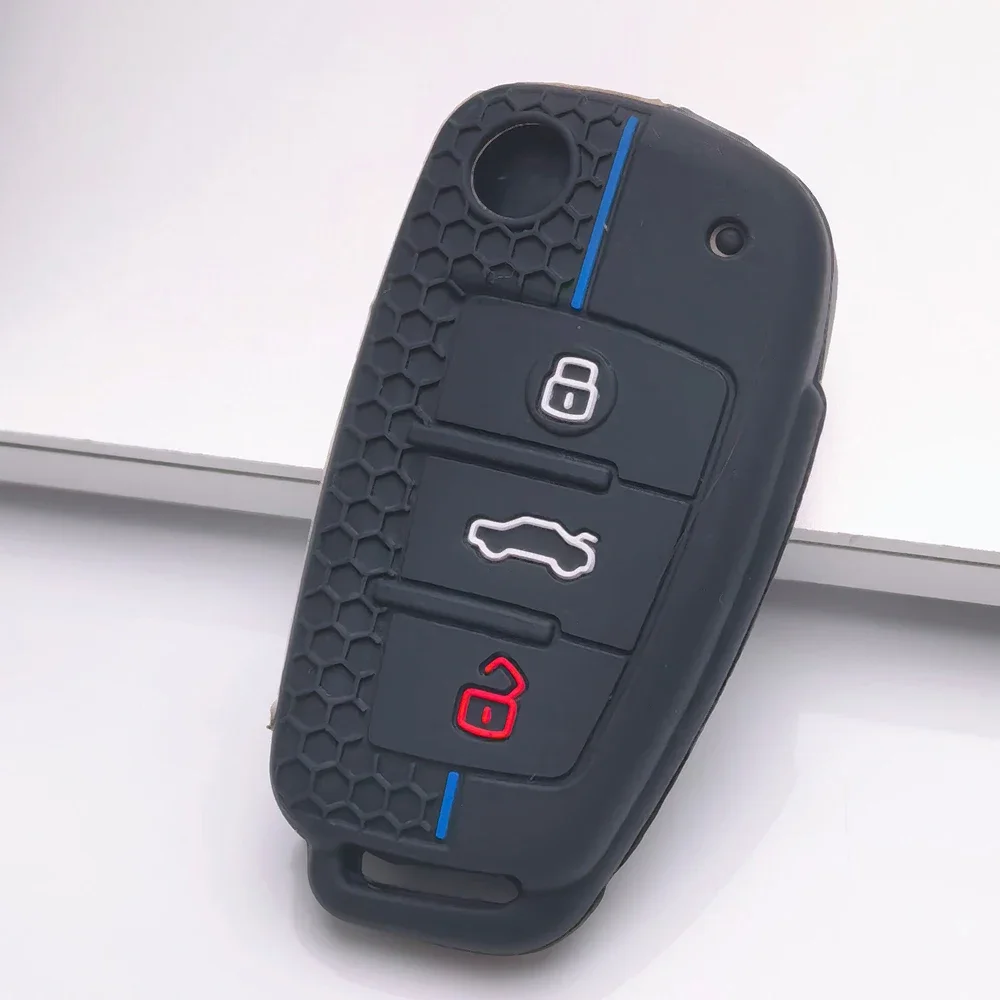 Silicone Key Case Cover Shell for Audi A4 B7 A6 C6 4f 8v A3 8p A1 A3 Accessories Auto Remote Key Holder 3 Button Jacket
