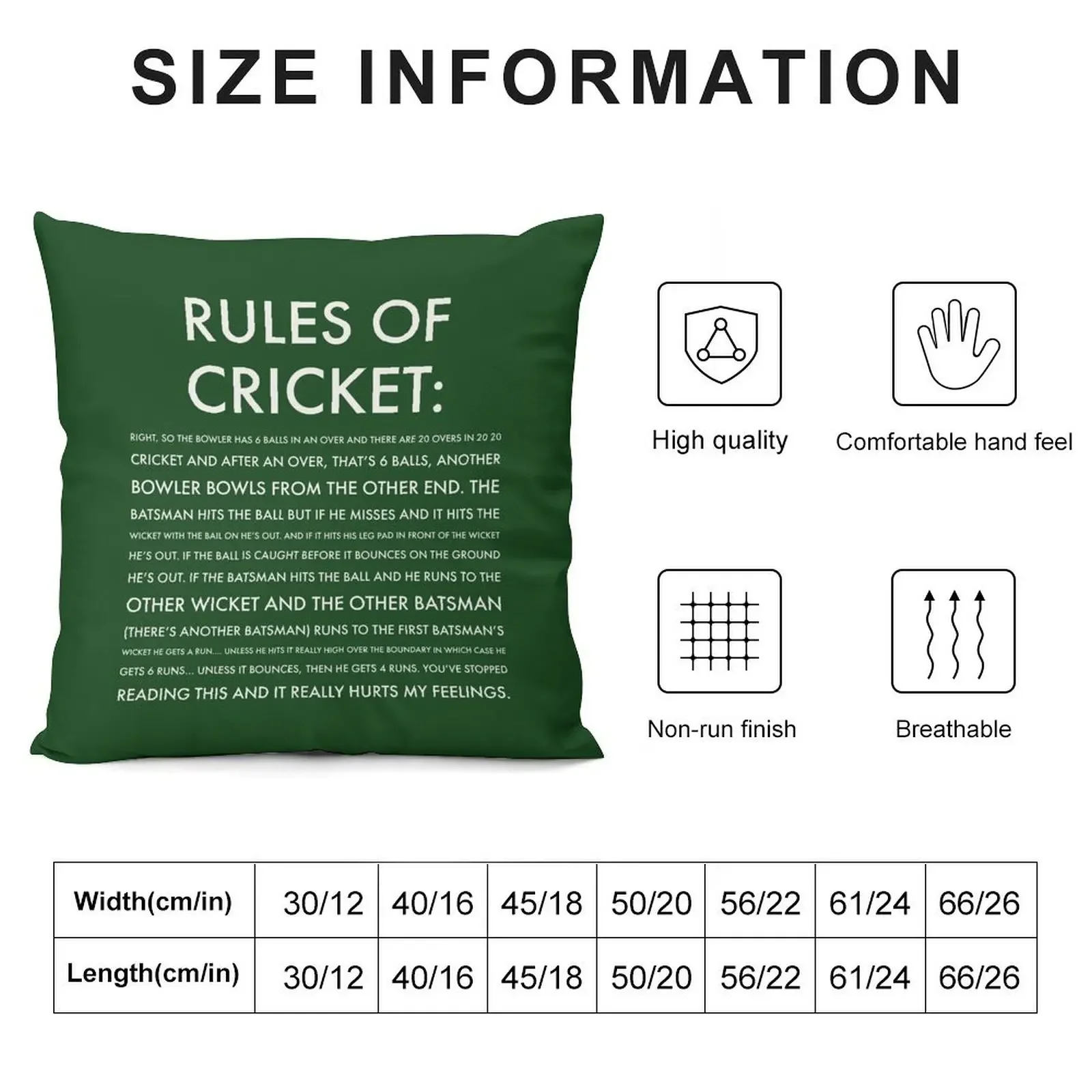 Rules of Cricket - Funny Throw Pillow Pillowcases Bed Cushions anime girl pillow