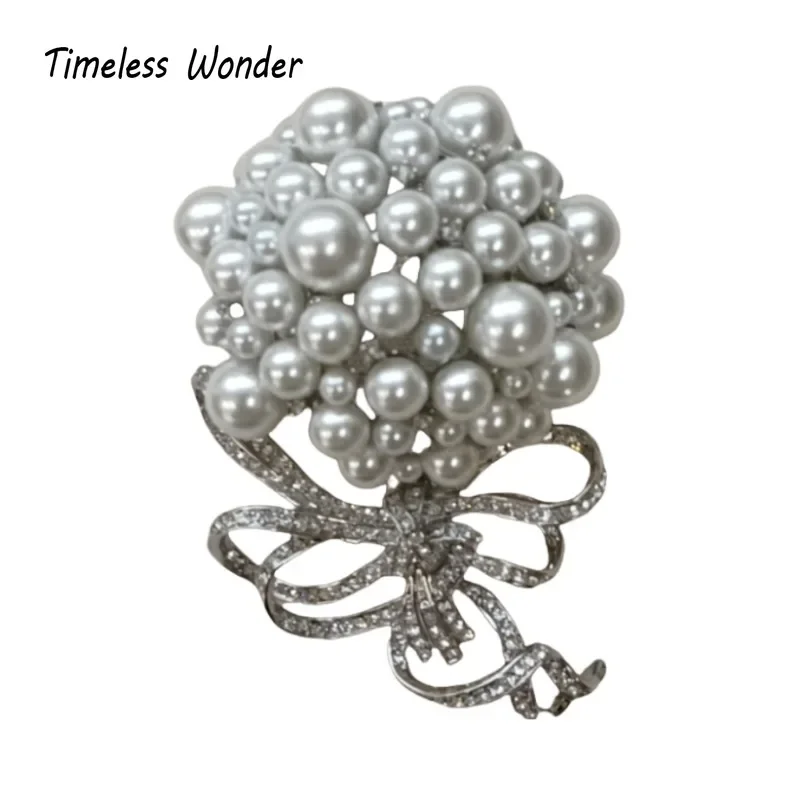 

Timeless Wonder Fancy Zircon Glass Pearl Floral Brooch Pins for Women Designer Jewelry Runway Top Bride Gift Rare Broches 5252