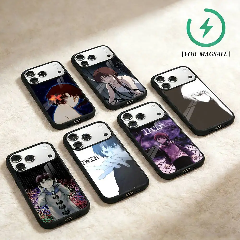 

Serial E-Experiments L-Lain Phone Case For iPhone 17 16 15 14 13 12 Pro Max Plus for Magsafe Mirror Wireless Magnetic Cover