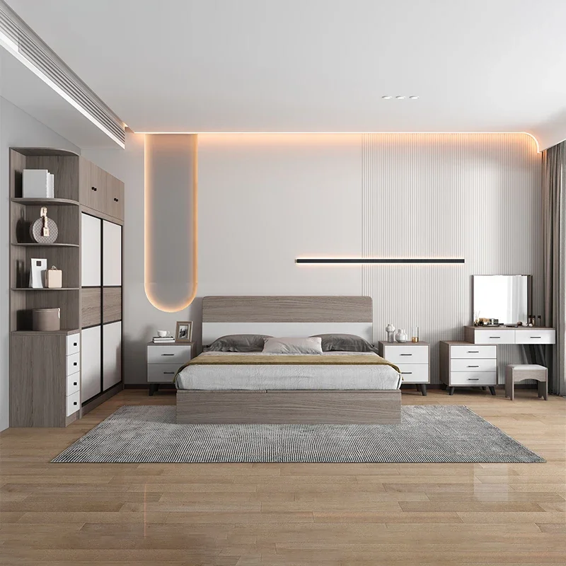 Dresser Complete Full Bedroom Set Modern Design Hotel Elegant Storage Bedroom Set Luxury Comfy Cama Casal Home Furniture