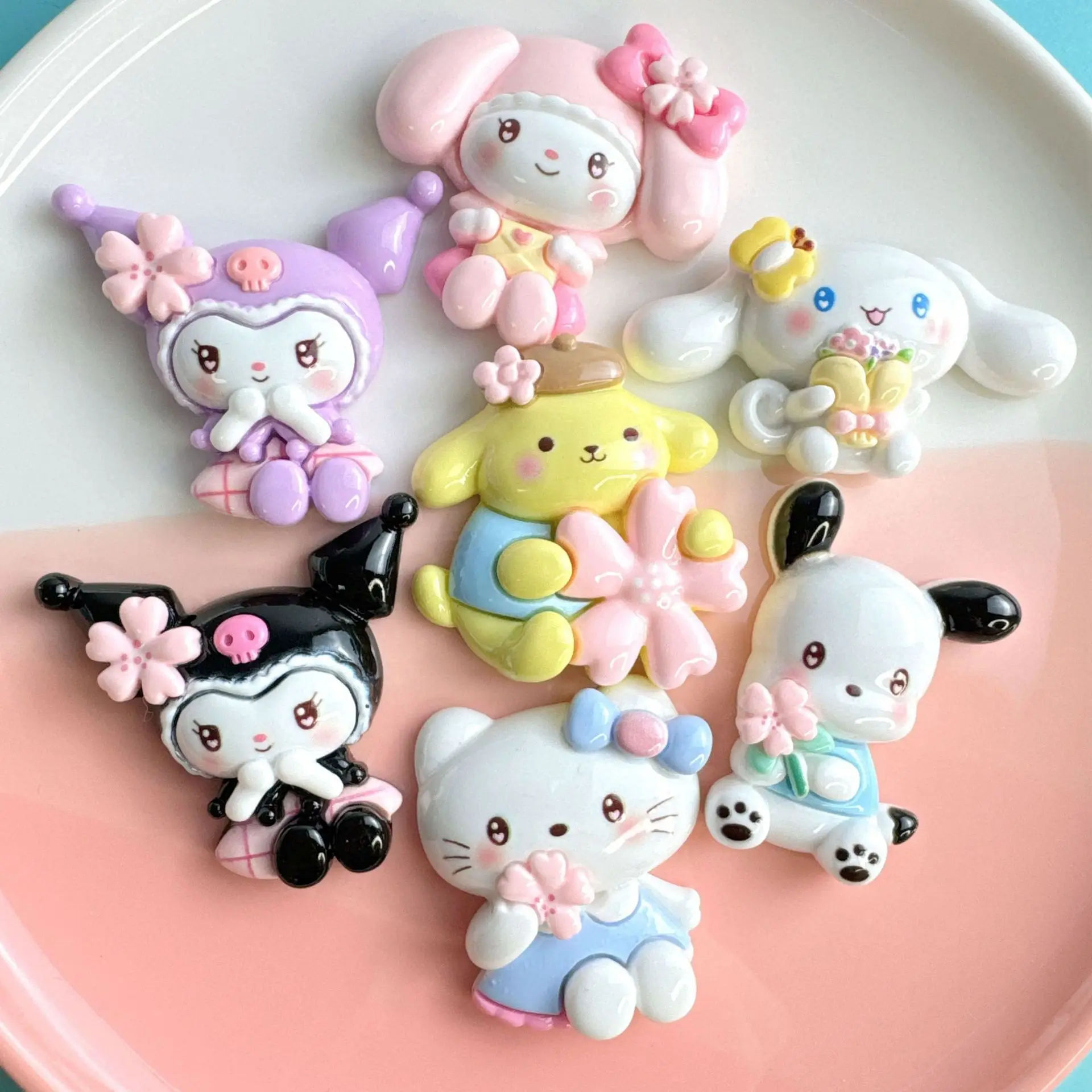 

2 шт. sanrio мультфильм Смола плоская задняя сторона поставки diy кавайные резиновые аксессуары ремесла материалы Скрапбукинг Украшение