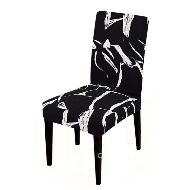 Black Color Chair Cover Stretch Universal Dining Seat Covers Printed Chair Covers For Kitchen Living Room Santa Home Decoration