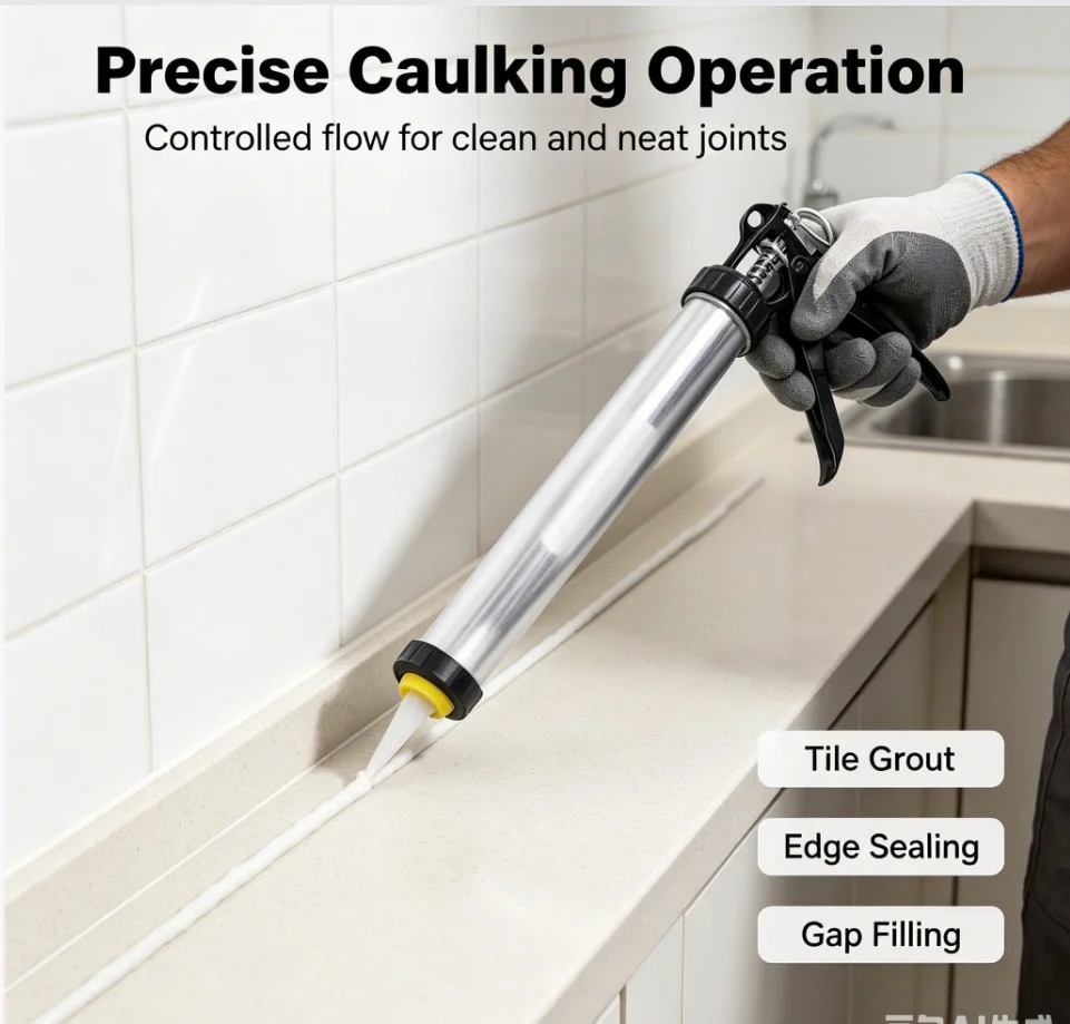 Aluminum Tube Silicone Caulking Gun 600ml Caulk Tool with 10 Nozzles Silicone Caulking Gun Air Caulking gun Caulking Tools