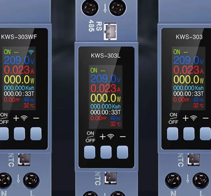 KWS-303WF 0.96 Inch Two Phase AC Power Meter 0-40A With 485 Communication For Voltage Current Energy Monitoring DIN Rail