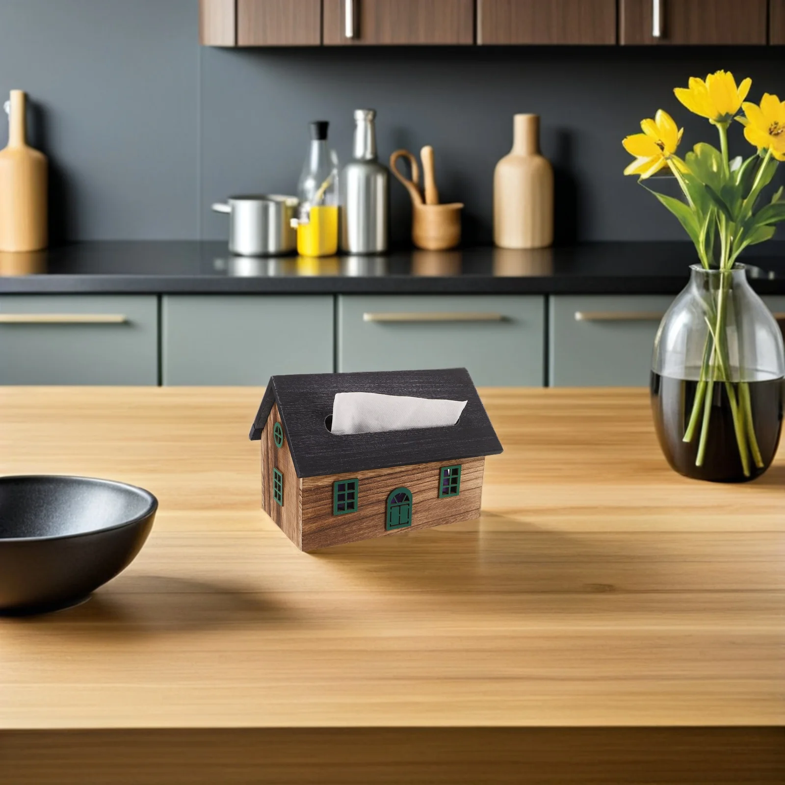 

Solid Wood Napkin Box Handmade Decorative Storage for Napkins Ideal for Kitchen Dining Room Tabletop 12x8 Inches