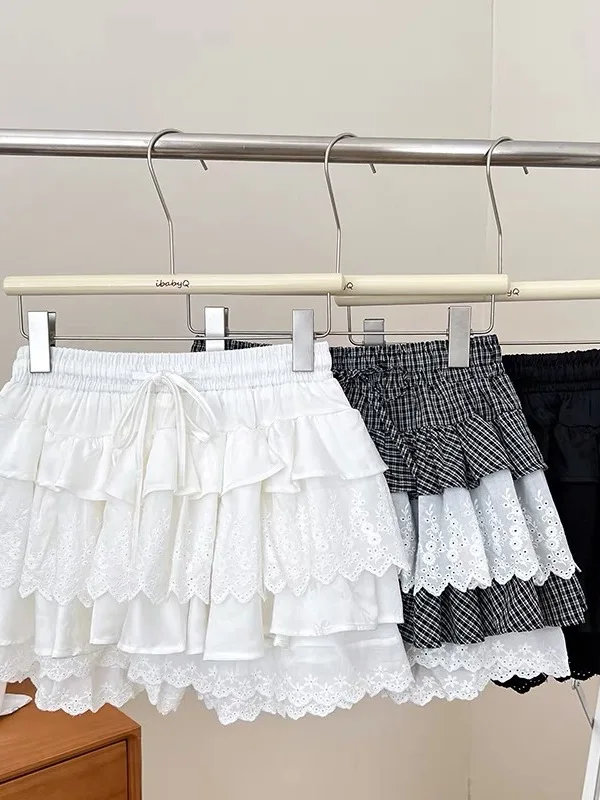 

Плюс размер, милая универсальная кружевная утягивающая пышная юбка с высокой талией, антилегкая юбка, юбка с воланами