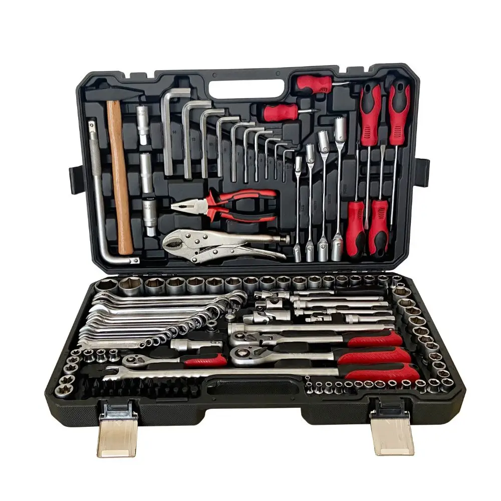 138pcs Multifunction Carbon Steel Tool Socket Wrench Hand Tools Kit Set Ratchet Wrench Spanner Hard Case OEM Customizable