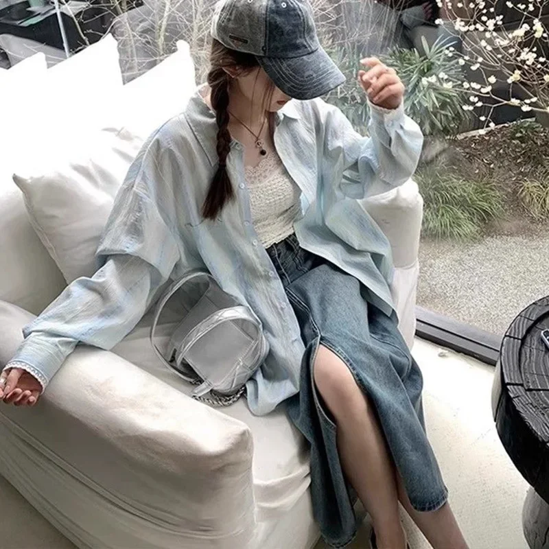 

Блузка женская Солнцезащитная кружевная в стиле пэчворк, Тонкая Повседневная Свободная шикарная рубашка с длинным рукавом, для лета