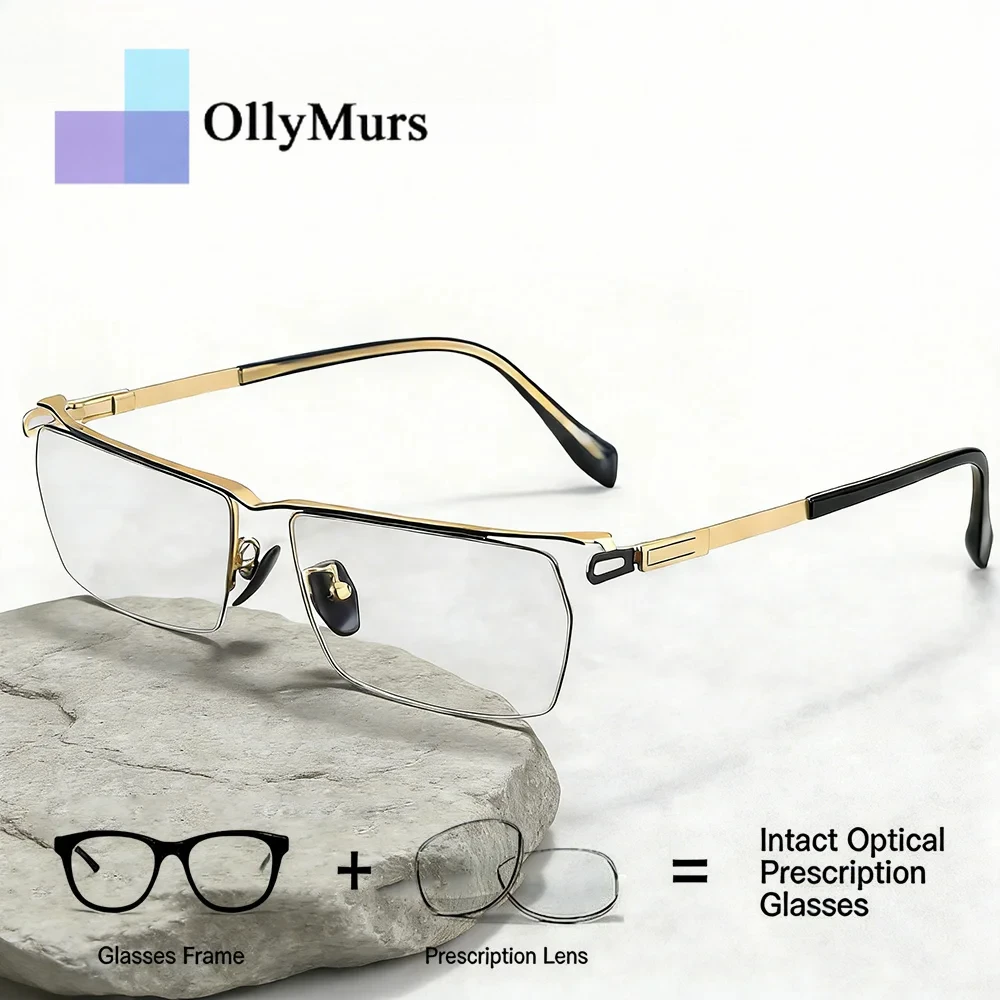 

Очки Ollymurs Eyebrow с полуоправой, оптические, по рецепту, мужские, титановые, модные, корректирующие миопию, прогрессивные очки