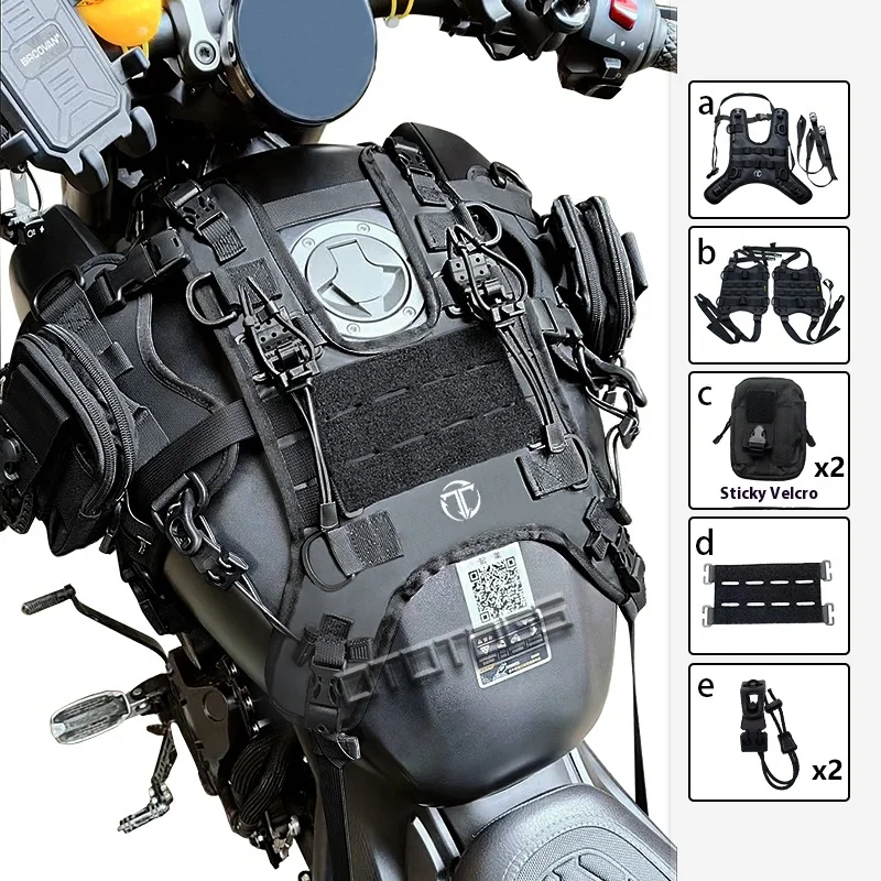 【Hot Sale】Motorcycle Universal Tank Vest Quick Installation Easy Removal Tactical Style Tank Bag Scalable Quick Replaceable