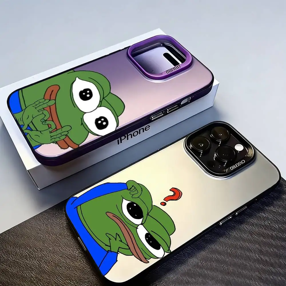 

P-Pepe The Funny Frog Phone Case For iPhone17, 16,15,14,13,12 Pro Max Black Candy Matte Shockproof Cover
