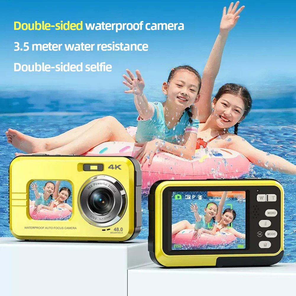 

48 MP Waterproof High-Definition Camera 2.7K Video Camera Dual Screen 16X Zoom For Outdoor Sports Digital Camera for Diving Cam