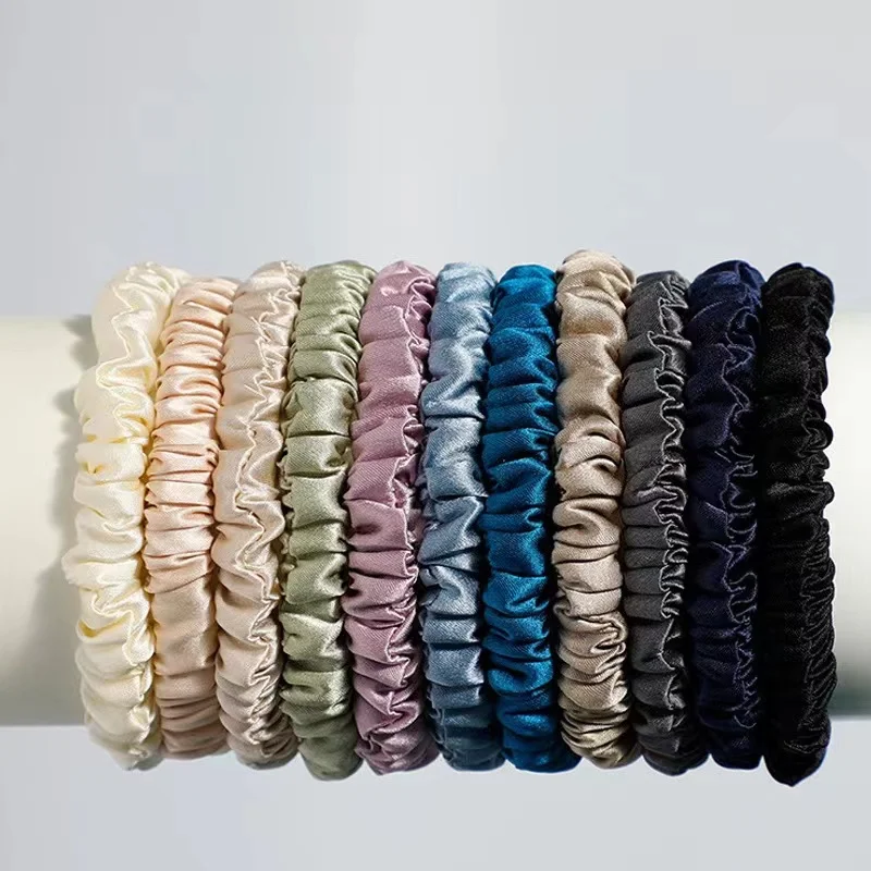 100% Pure Silk Handmade Hair Scrunchies For Women Fashion Hair Ties Soft Hairbands New Girls Hair Accessoires