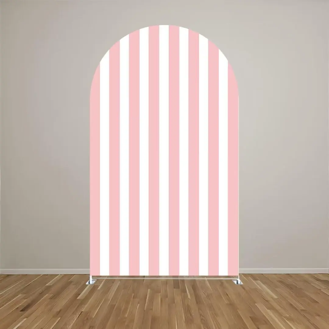 الوردي والأبيض المشارب خلفية حفلة عيد ميلاد زينة استحمام الطفل الزفاف خلفية مخصصة 2-الوجهين كيارا غطاء قوس الدعائم