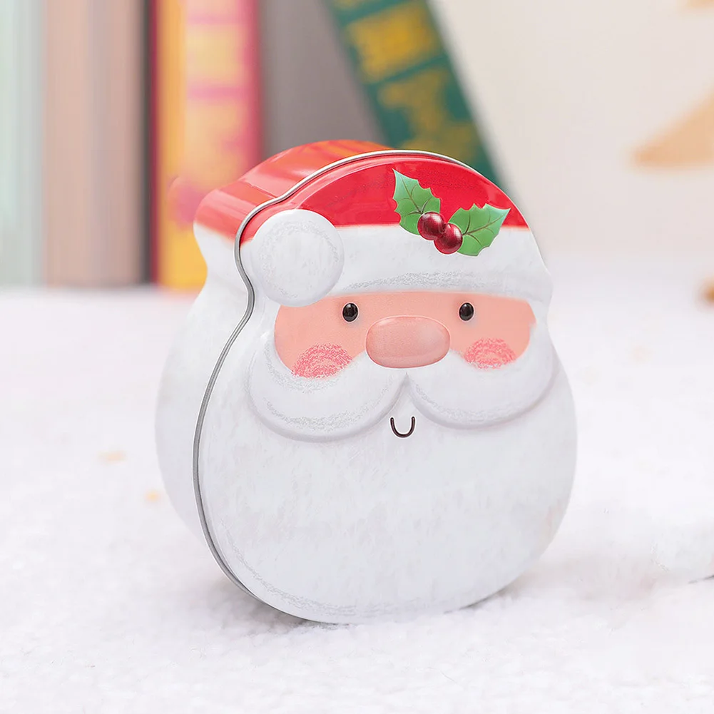 1pc Christmas Iron Box Candy Box With Lid Household Santa Claus Snowmen Home Christmas Candy Box For Cookies Snacks