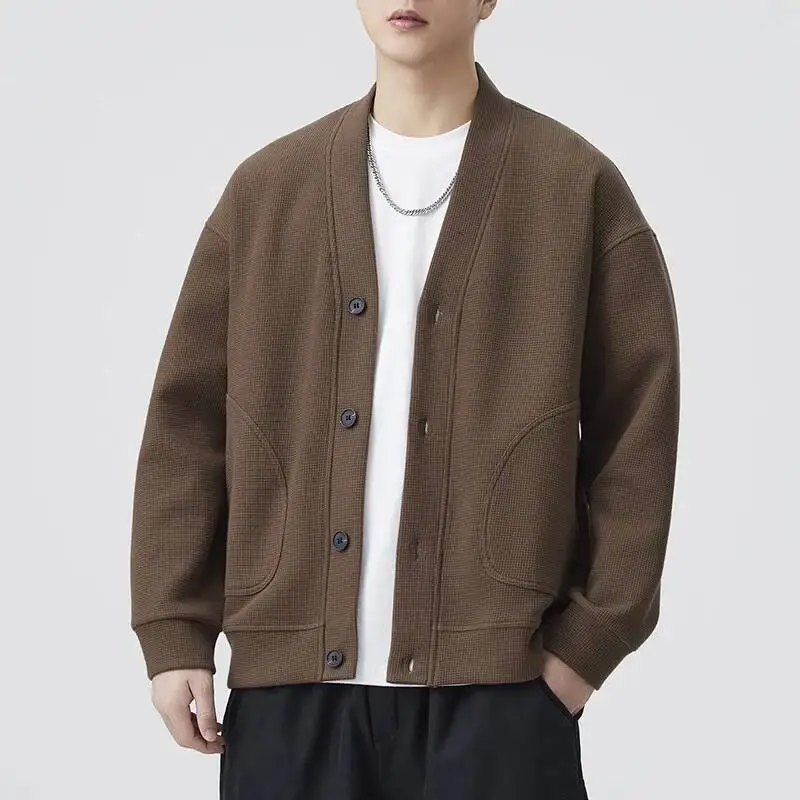 

Men Streetwear Fashion Loose Casual Sport Cardigan Baseball Jacket Cityboy Spring Autumn Sweatshirt Coat Hoodie Outerwear