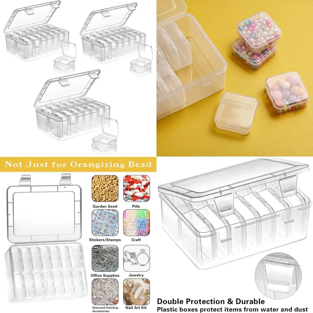 

45-Piece Clear Mini Plastic Bead Organizers with Hinged Lids for Craft Supplies Storage