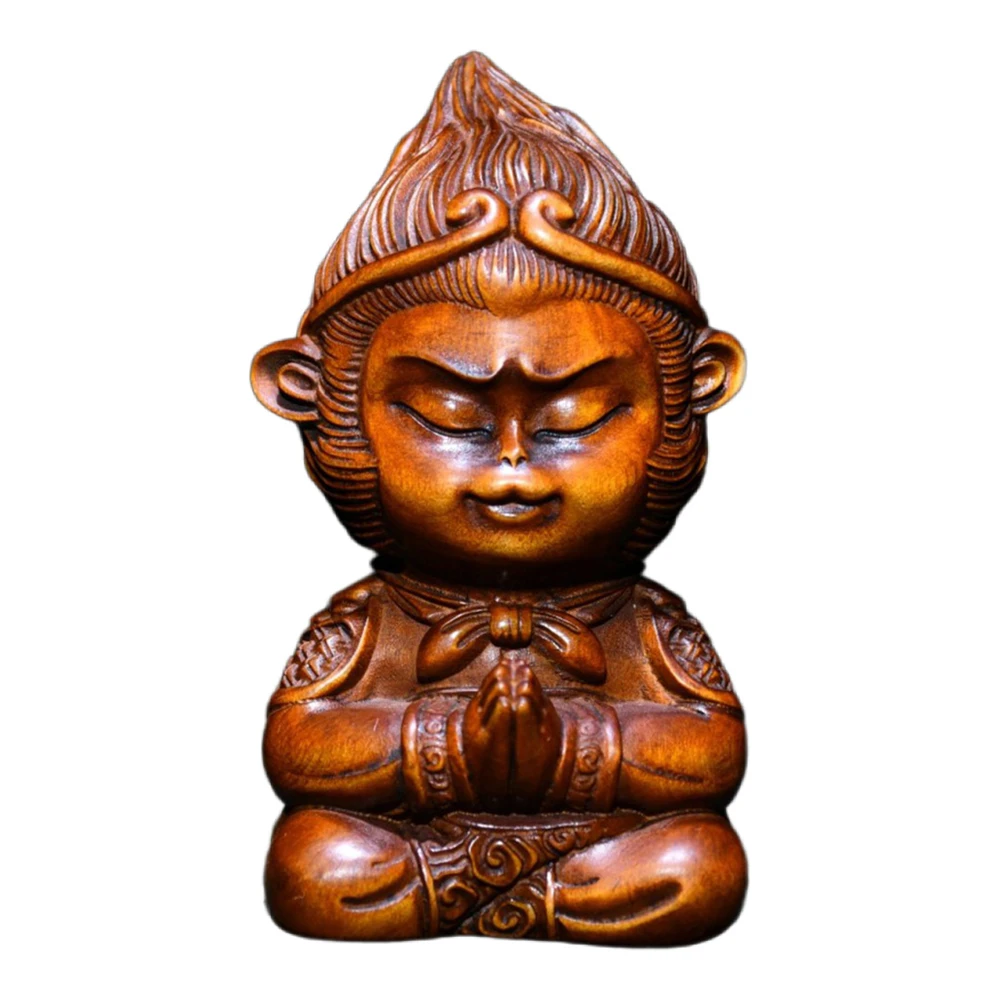 Sculpture en bois décorative sculptée, Figurine Zen de méditation, roi singe, Courage, sagesse, calme, illumination, transcendence, résilience