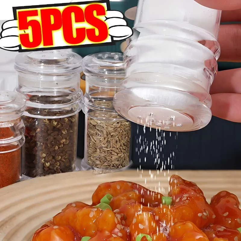 

Refillable Acrylic Spice Shakers Clear Salt Pepper Jars Sealed Household Kitchen Dispenser Condiment Bottles Seasoning Tools
