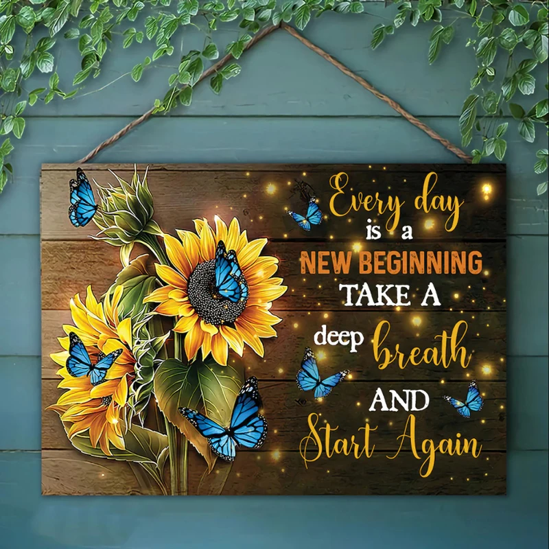 Butterfly Sunflowers Wall Art Every Day Is A New Beginning Home Decor Hanging Picture for Living Room Bedroom xqmg