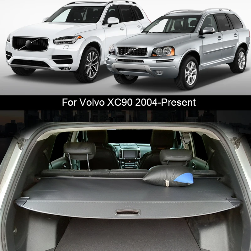 

For Volvo XC90 2004-2025 Car Rear Trunk Curtain Cover Rear Rack Partition Shelter Canvas Storage Internal Auto Accessories