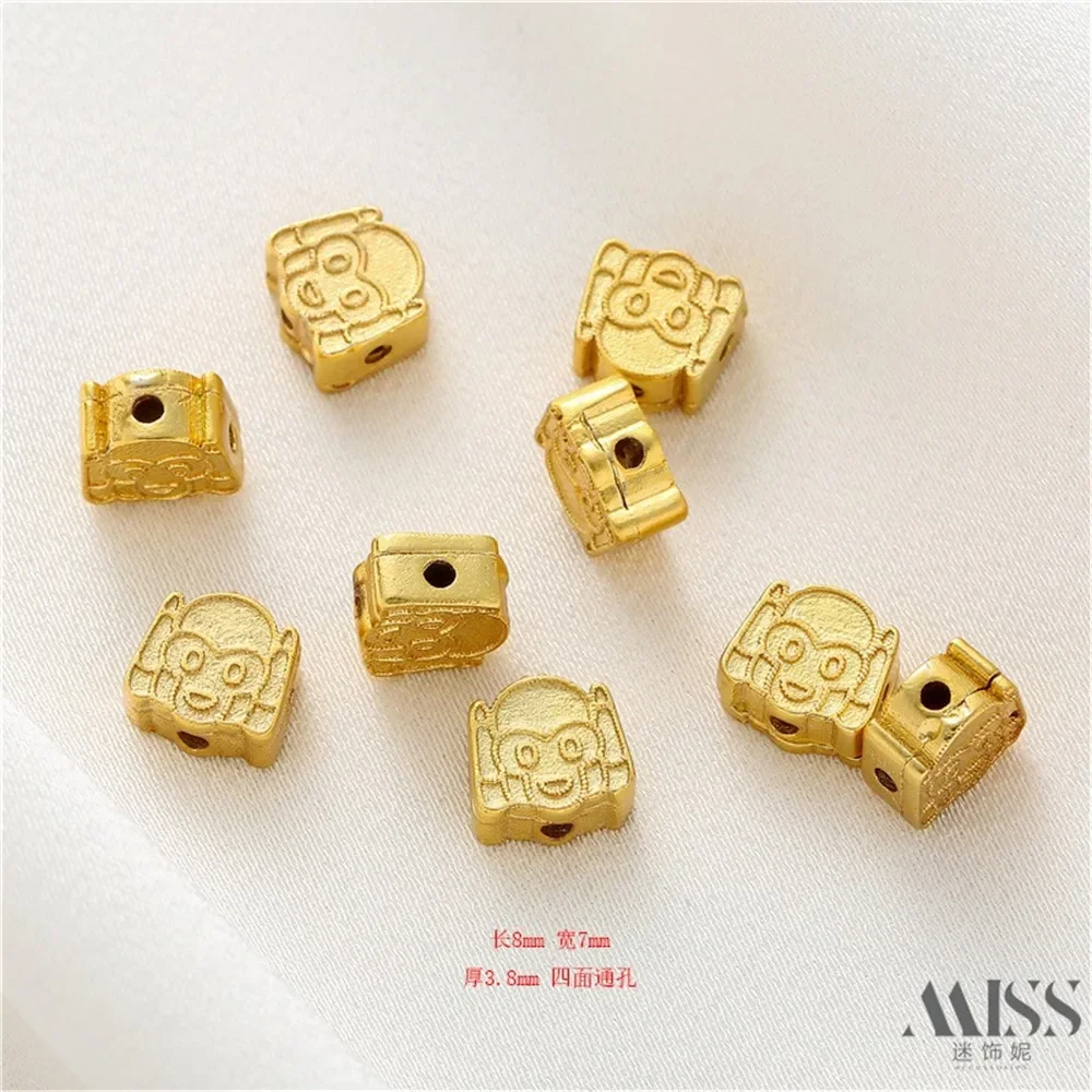 

18-каратное песочное золото, покрытие для ушей, маленькая обезьяна, крест, перегородка из бисера, аксессуары «сделай сам», свободные бусины, браслет ручной работы, ожерелье, ювелирные изделия