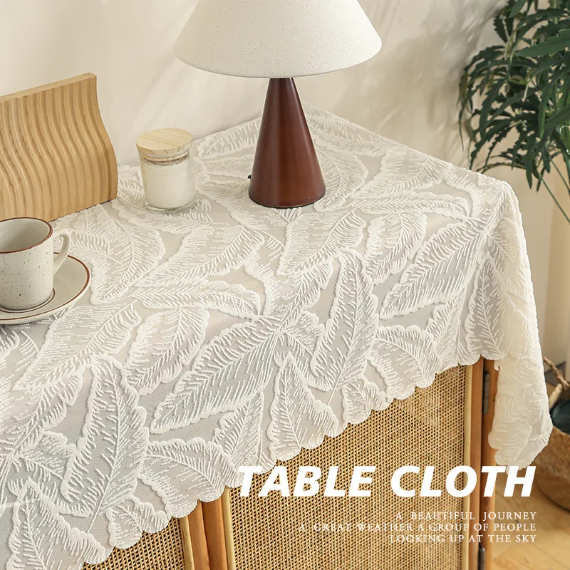 1pc Rectangular Hollow Out Tablecloth Beige Rural Retro Crochet Dining Table Cover Lace Square Tea Table Cloth
