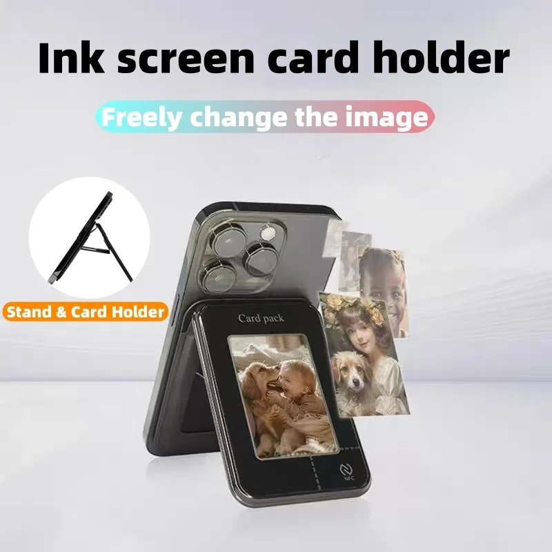 

Чехол-кошелек с магнитным держателем для карт для iPhone NFC, чехлы для телефонов «сделай сам», E-чернила, 4-цветный экран