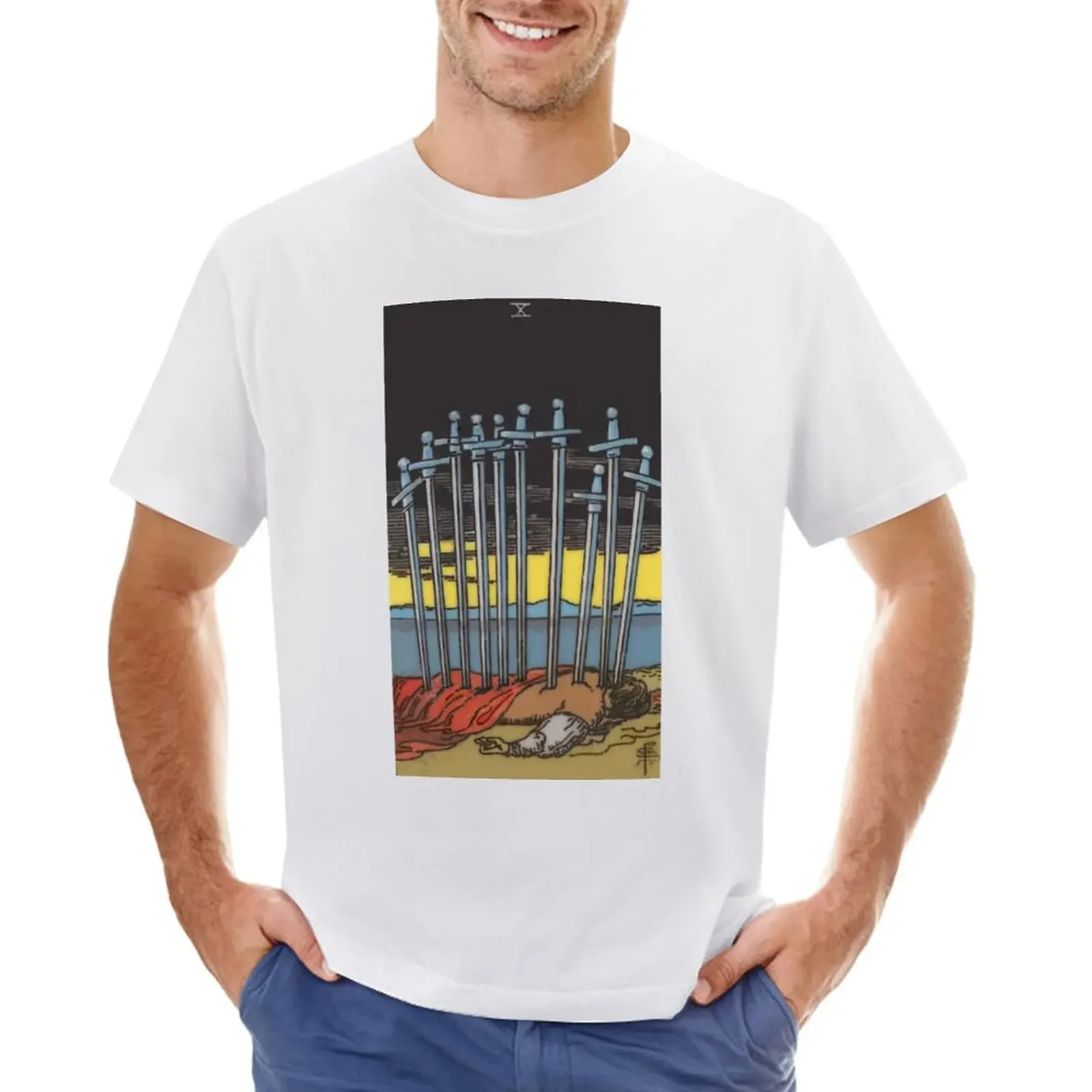 Ten of Swords Tarot Card Rider Waite Classic T-shirt cute tops summer clothes Aesthetic clothing Men's clothing