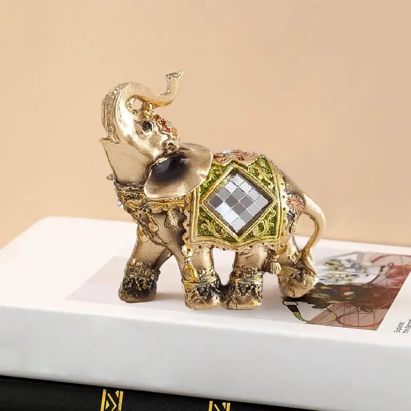 Elephant Resin Ornaments Lucky Elephant Home Decor Wealth Lucky Figurine Elegant Sculpture For Desk Decor Auspicious & Stylish