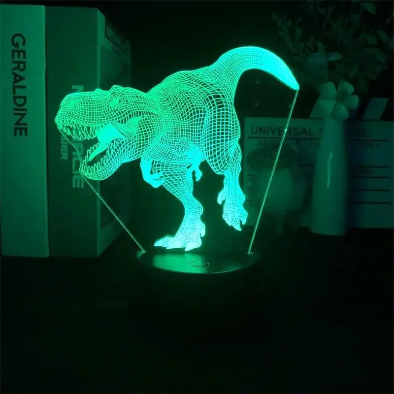 Tyrannosaurus Rex 3D Night Light Novelty Desktop Table Lamp Plug-in Touch 7 Color Decorative Table Lamp Bedroom Atmosphere Light