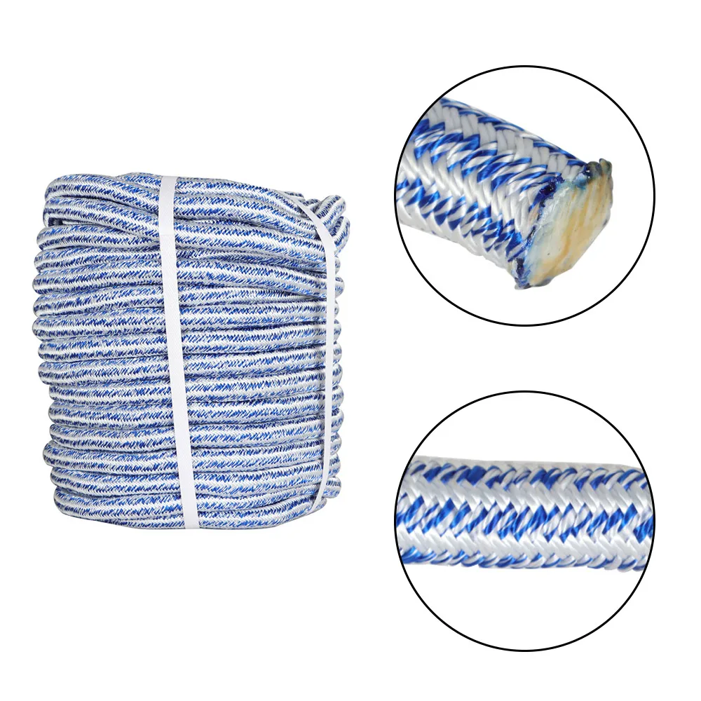 

High Strength 20000lbs 3/4 Inch 24 Strand Braided Polyester Rope 150Ft White-Blue-for Tree Climbing Rigging, Arborist