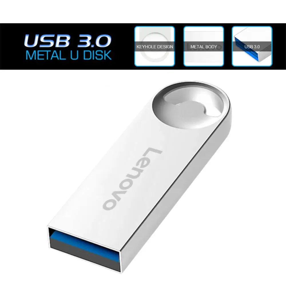 Lenovo-Mini Pendrive de Metal de alta velocidad, unidad Flash portátil de 2TB, Usb 3,0, 1TB, 128GB, almacenamiento de Memoria a prueba de agua, disco U