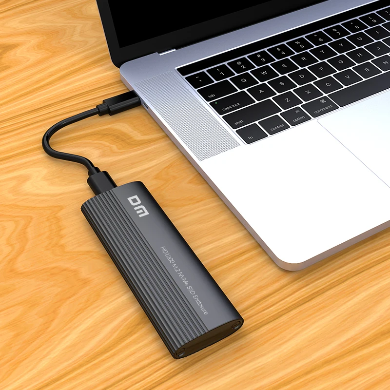 Gabinete DM HD1200 USB 3.1 Gen2 Tipo-C M.2 NVMe - Caixa sem ferramentas UASP de 10 Gbps, dissipação de calor de alumínio