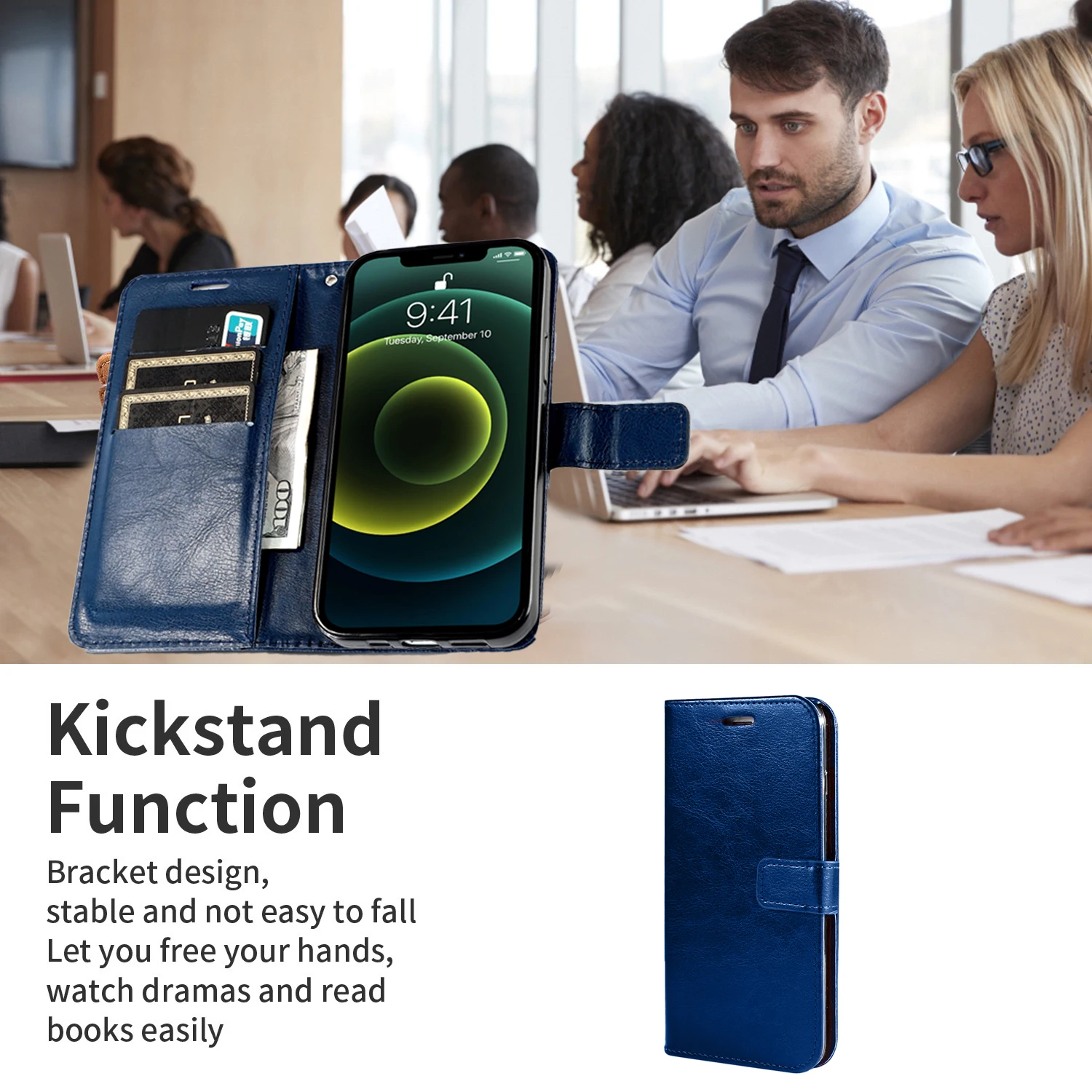 Magnetische Leder-Brieftaschenhülle mit Klappmechanismus für OPPO Reno 5 6 6Z 7 7Z 8 10 Pro 11 11F 12 13 14 14F 15 15F Lite 4G 5G mit Standfunktion – Detail 5