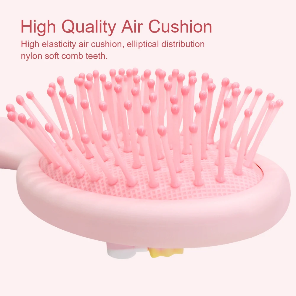 Cute Cartoon Girl Mini Air Cushion Comb Color Changing Little Dinosaur Pattern Massage Comb Travel Portable Comb Salon Hair Tool