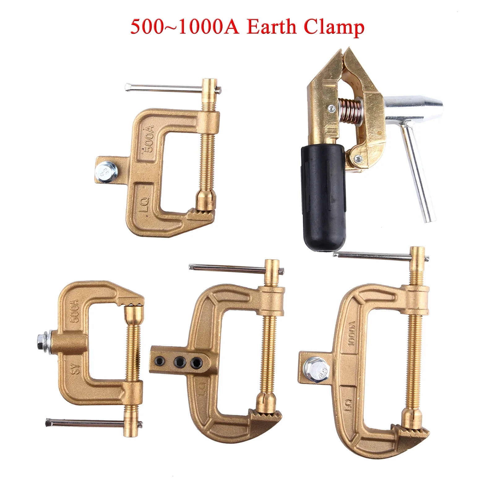 Welding Ground Clamp 260/300/500/600/800/1000A Heavy Duty Brass A/C Type Screw Earth Clip For TIG/MIG/MMA Welding Plasma Machine