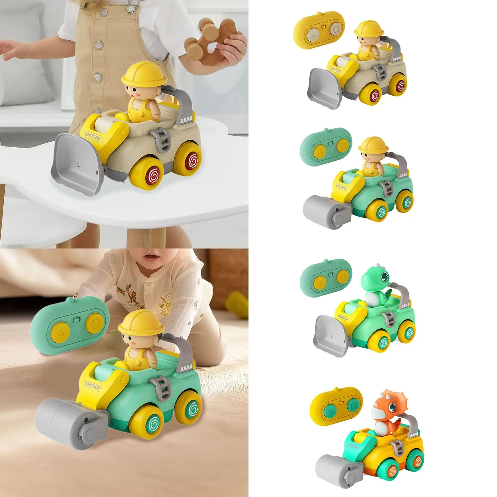 Coche de ingeniería con Control remoto para niños y niñas, juguete de dinosaurio simulado, duradero