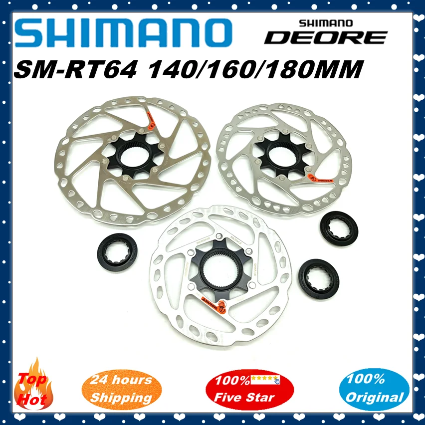 SHIMANO DEORE SM RT64 MTB Brake Disc Center Lock Disc Original Rotor Mountain Bikes Disc 160MM 180MM 203MM Bicycle Parts