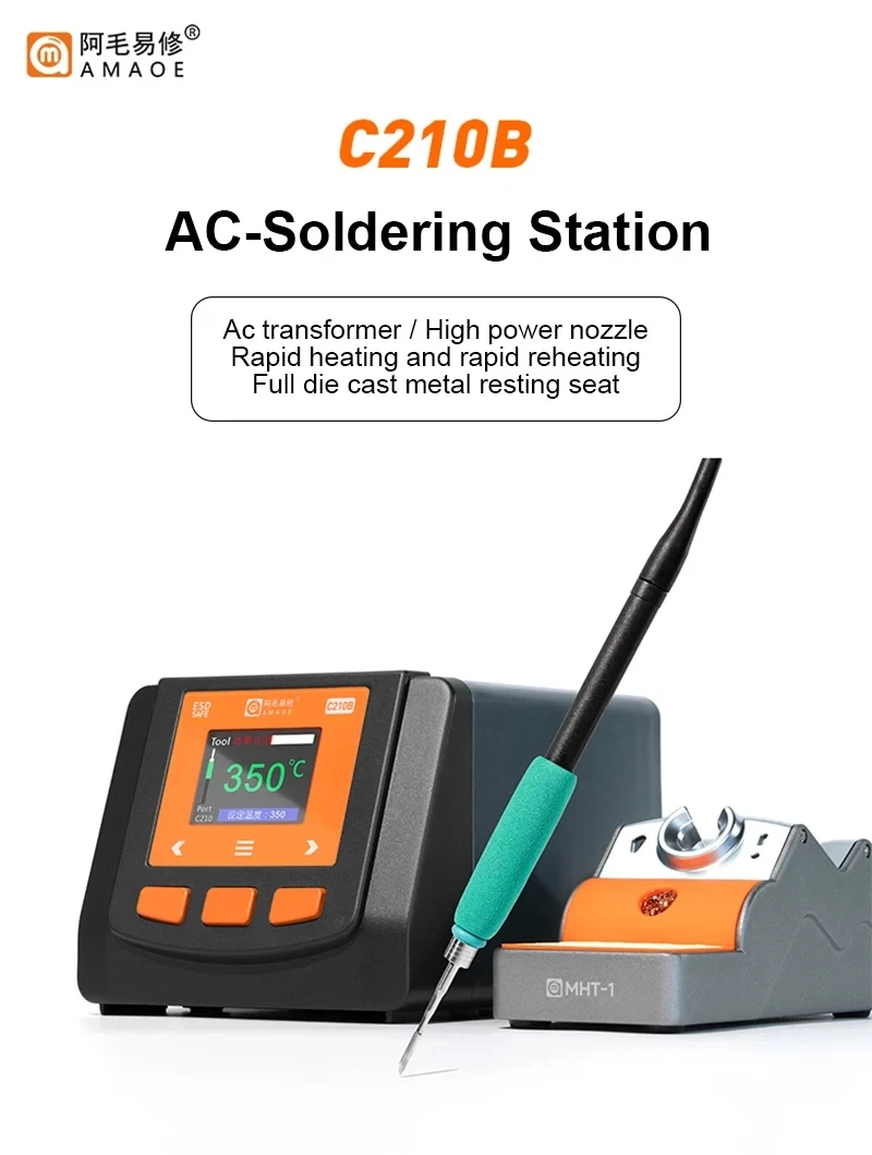 

Amaoe AM-C210B 120W High Power Accurate Temperature Control Intelligent AC Transformer Soldering Station For PCB BGA SMD Repair