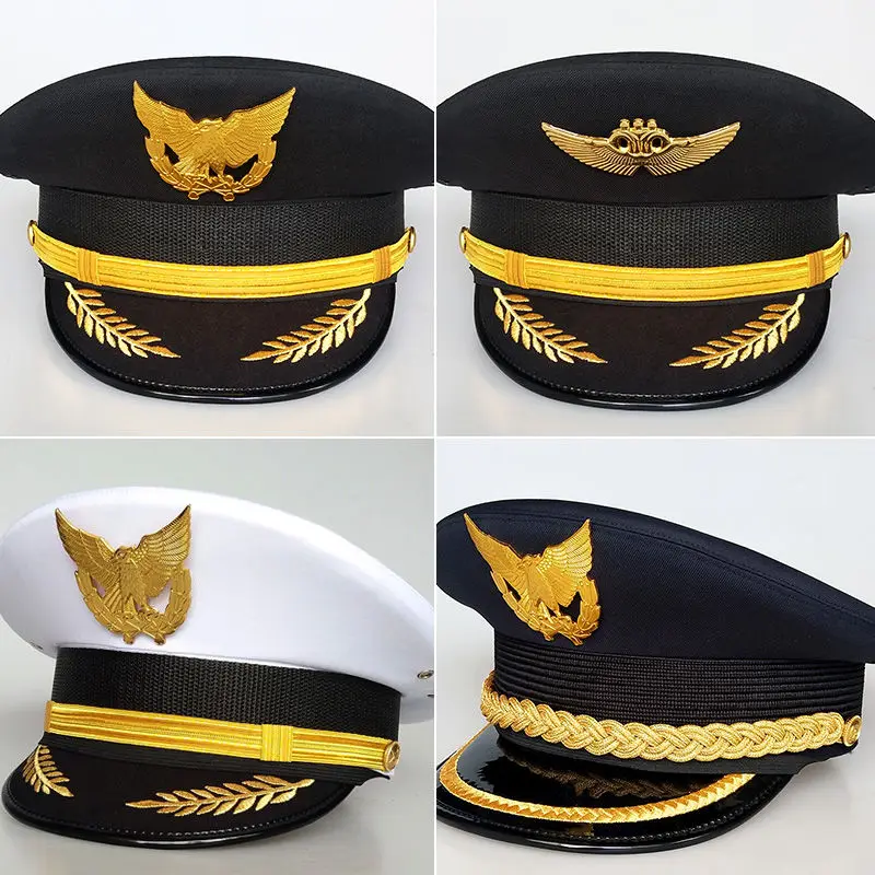 Designer Brand Captain\'s Hat Big Cornice Hat Aviation Cap Pilot\'s Big Gorras Para Hombres Casquette Homme Hot Sell Free Mail