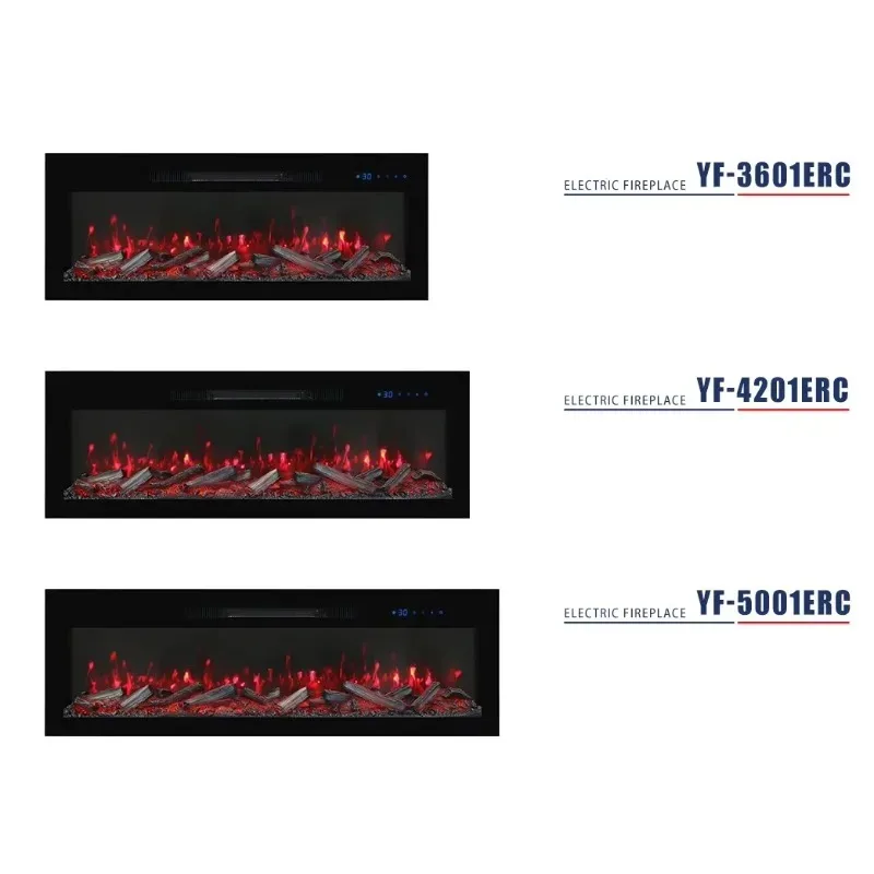 

【Best-selling】YIKA 1800W Wholesale Recessed And Wall Mounted Electric Fireplace With Remote And Touch Screen Timer Logs Crystals