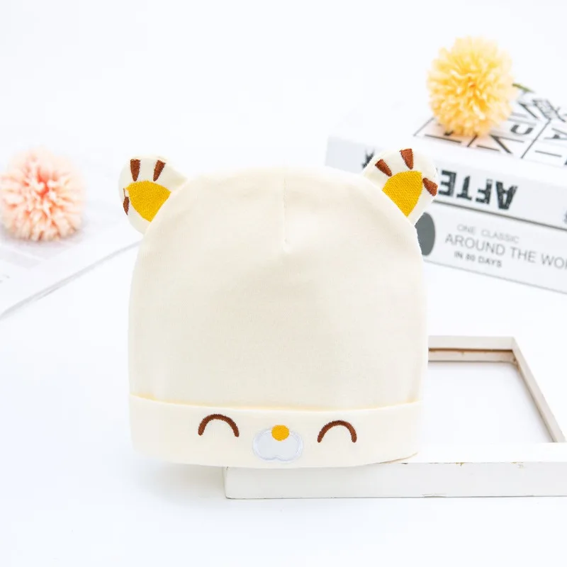 Детская шапка из чистого хлопка класса А, неонатальная шапка плода без костей, весна и осень 06–12 месяцев, двухслойная шапка для мужчин и женщин