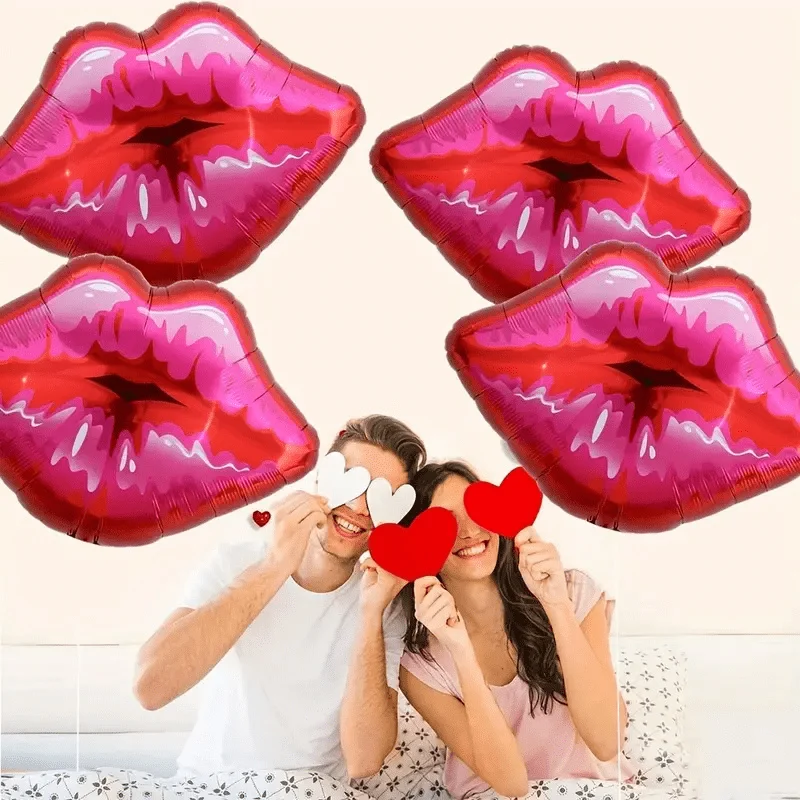 Roter Lippenballon, große Lippen und Lippenstift, Aluminiumfolienballon, Hochzeit, Valentinstag, Vorschlag, Jubiläumsdekoration – Detail 10