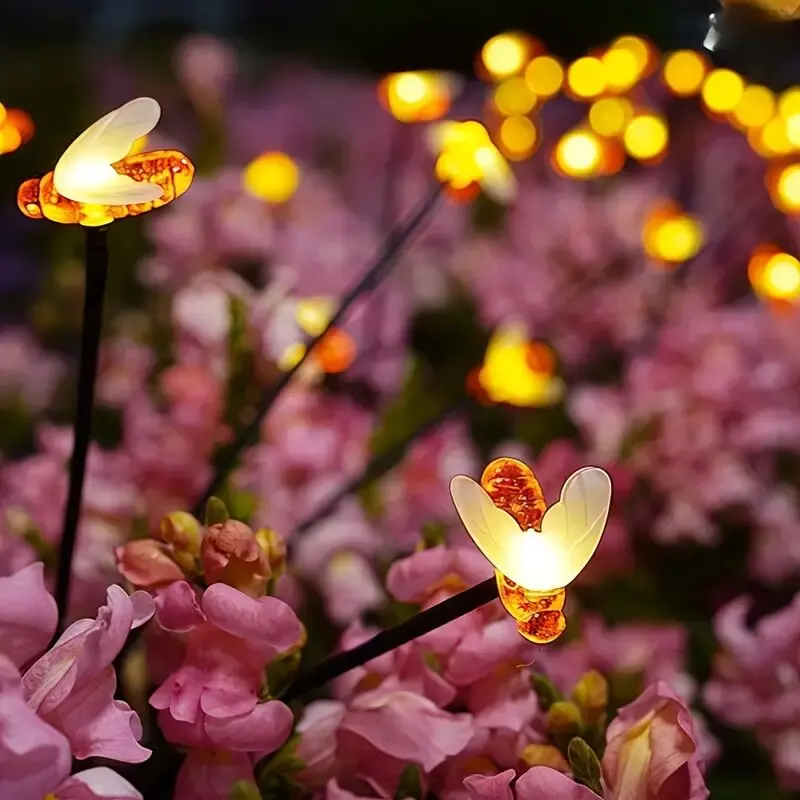 1PC 6/8-Headed พลังงานแสงอาทิตย์ Bee Light LED ตกแต่งกลางแจ้งไฟ Fairy,แสงแนวนอนสําหรับ Garden,ลาน,สนามหญ้า,ทางเดิน,ระเบียง