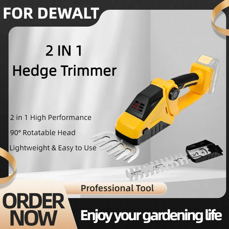 Pour Dewalt 2 en 1 cisaille à gazon à main tondeuse à arbustes tondeuse à douilles taille-haie sans fil outils de jardin batterie 20V