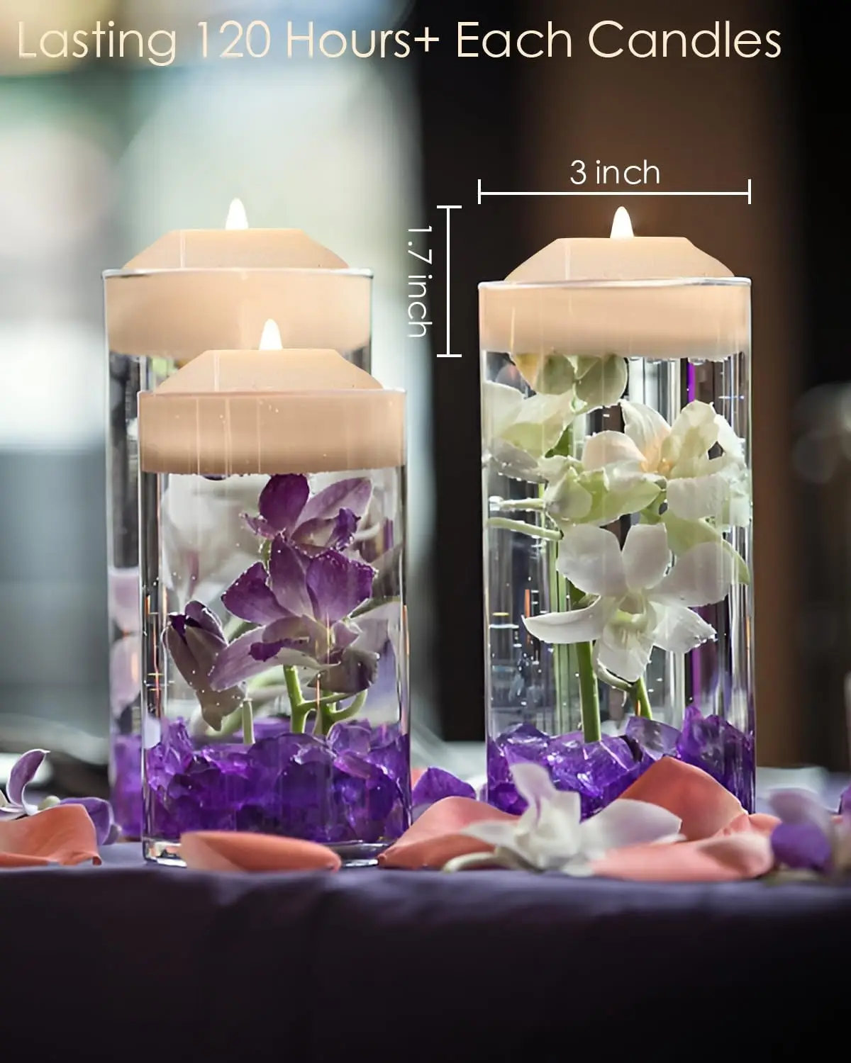 48 LED Floating Candles - 3 Inch Flameless Plastic Floating Tea Lights Flickering for Christmas Wedding Anniversary Party